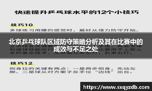北京乒乓球队区域防守策略分析及其在比赛中的成效与不足之处
