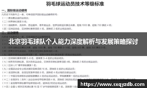 北京羽毛球队个人能力深度解析与发展策略探讨